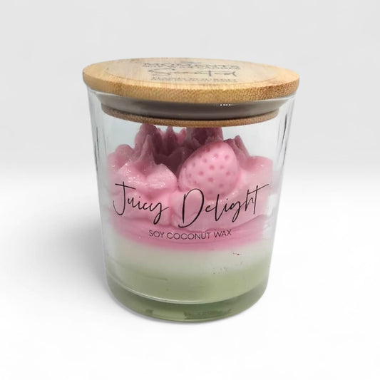 Handcrafted soy wax candle with a unique design and long-lasting fragrance