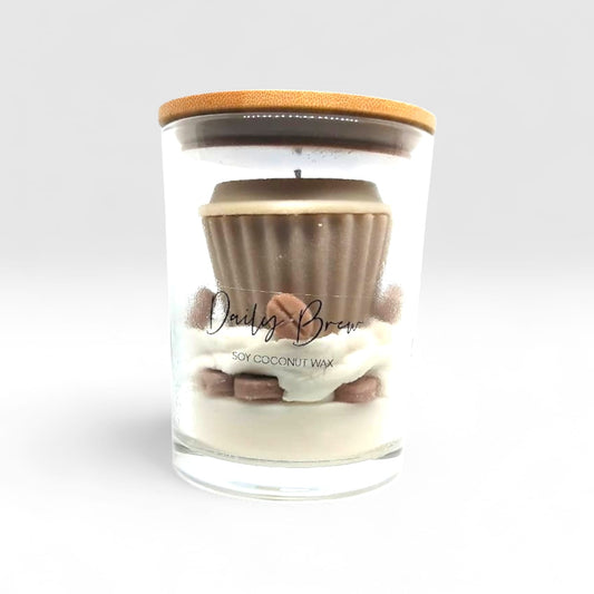 Handcrafted soy wax candle with a unique design and long-lasting fragrance