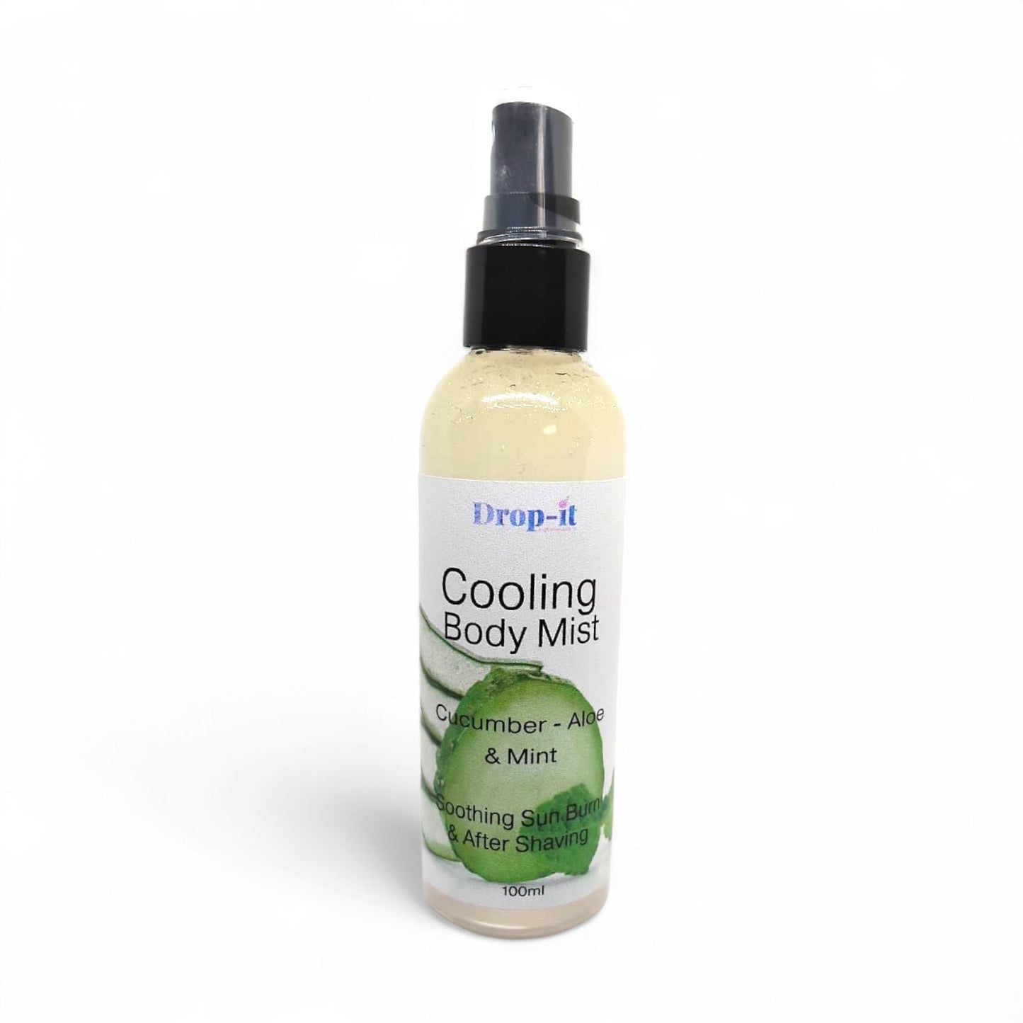 Cooling mist designed to soothe skin after shaving and sun exposure
