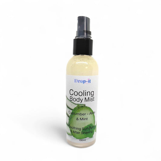 Cooling mist designed to soothe skin after shaving and sun exposure