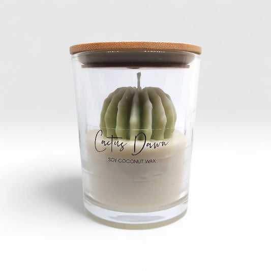 Handcrafted soy wax candle with a unique design and long-lasting fragrance
