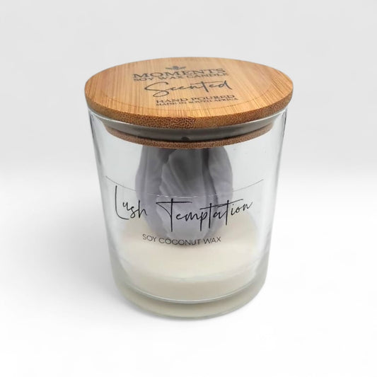 Handcrafted soy wax candle with a unique design and long-lasting fragrance