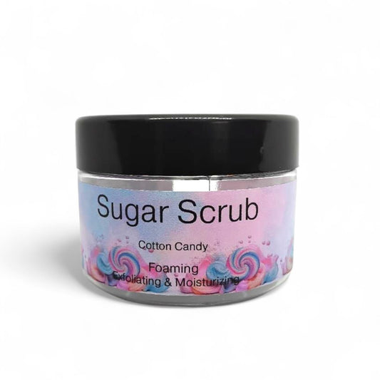 Foaming sugar scrub that gently exfoliates and cleanses the skin