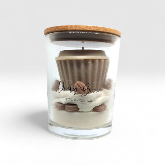 Handcrafted soy wax candle with a unique design and long-lasting fragrance