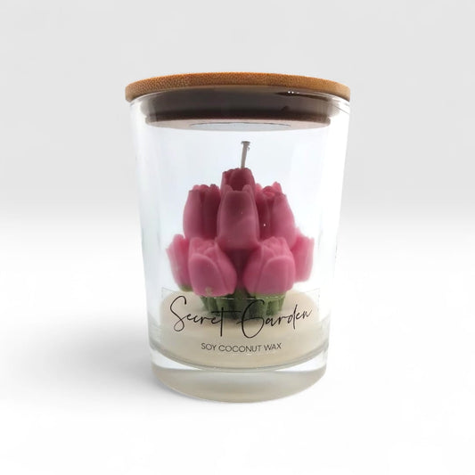 Handcrafted soy wax candle with a unique design and long-lasting fragrance